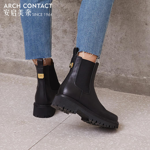 ARCHCONTACT安启美奈圆头牛皮休闲加绒/不加绒切尔西靴 商品图3