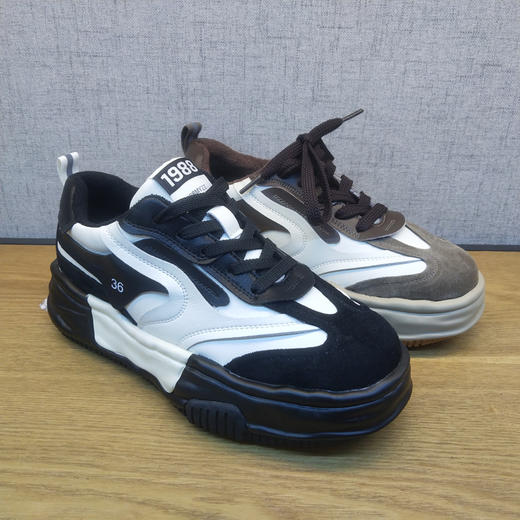 豪行新款2021秋冬时尚休闲运动鞋女单鞋21362091时尚潮流女松糕鞋 商品图1