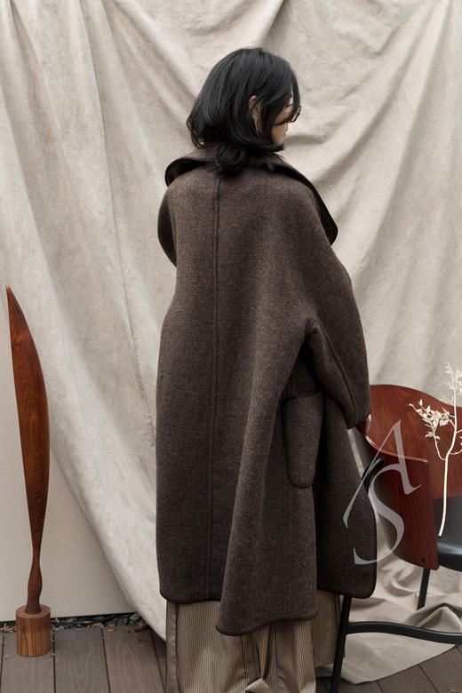 Mark Kenly Domino Tan  深棕色CALANDRA翻领羊毛大衣 商品图3