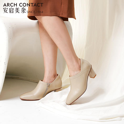 ARCHCONTACT安启美奈百搭方头粗跟单鞋 商品图2
