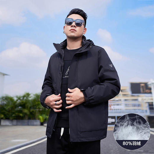 【可拆卸内胆】【新款DMH】大依优型大码男装羽绒服户外两件套男士冲锋衣三合一冬季 商品图0