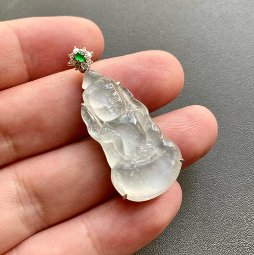 玻璃种翡翠释迦牟尼18k白金钻石镶嵌 商品图6