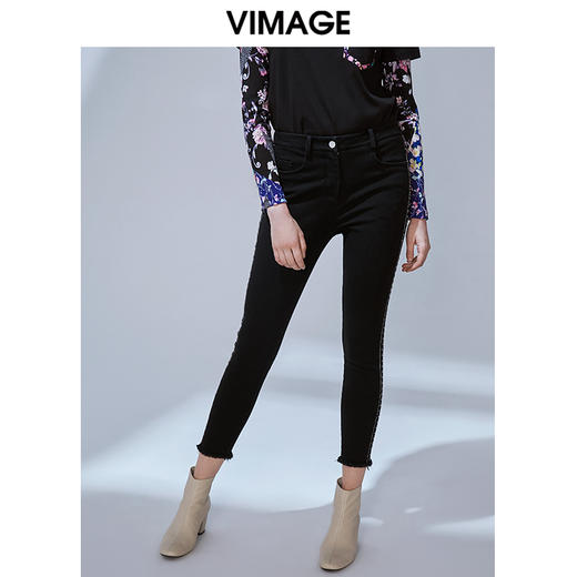 VIMAGE纬漫纪冬季新款通勤显瘦显高百搭高腰裤子V1405004 商品图3