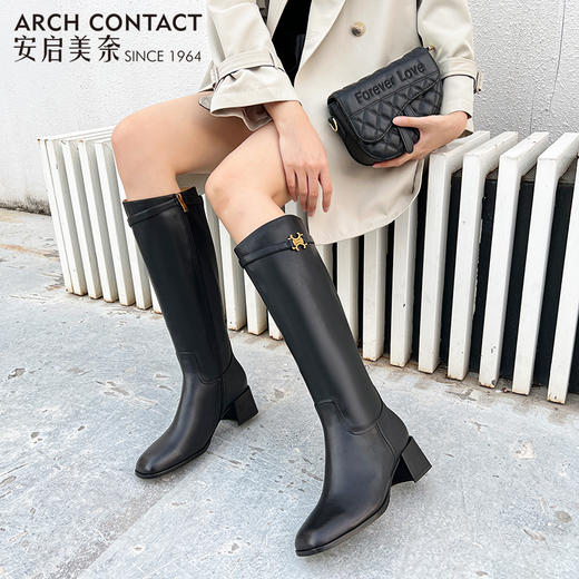 ARCHCONTACT安启美奈尖头长筒女靴52792 商品图1