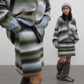 CryingCenter 湖水蓝绿渐变针织半裙 套装裙子 哭喊中心