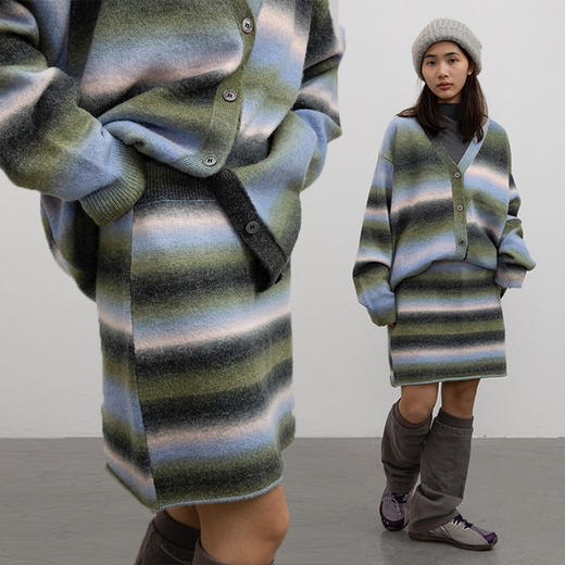 CryingCenter 湖水蓝绿渐变针织半裙 套装裙子 哭喊中心 商品图0