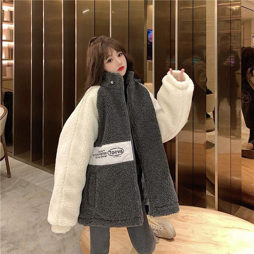 港风炸街羊羔毛外套女冬韩版宽松bf复古风加棉加厚毛绒夹克潮 商品图7