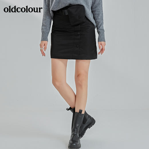 oldcolour冬季新款时尚百搭高腰包臀A字裙N43061356 商品图1