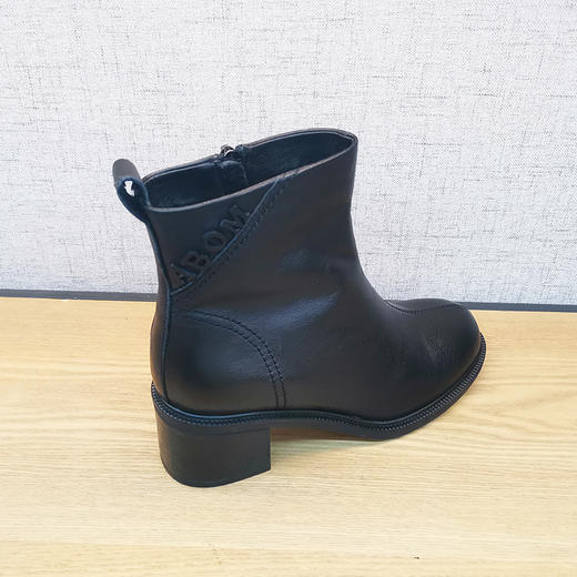 秋款板鞋新213X68688豪行复古女单靴真皮中跟短靴侧拉链牛皮女靴 商品图3