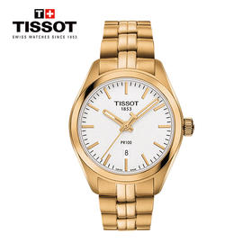 【时计廊】天梭(TISSOT)瑞士手表 PR100系列雅致经典日期显钢带女士石英表T101.210.33.031.01