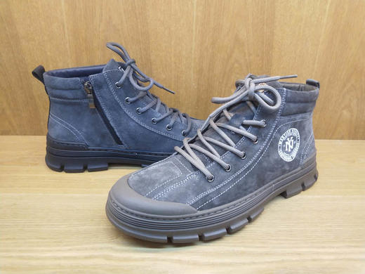 豪行冬款10462602工装靴马丁靴男雪地中帮短靴英伦风加绒保暖棉鞋 商品图4