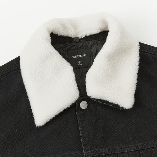 西遇加厚羊羔绒牛仔外套男2023年冬款翻领保暖刺绣夹克11922390 商品图5