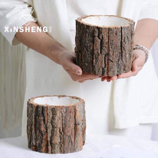 芯苼创意韩式树皮桶圣诞鲜花插花干花包装材料花艺抱抱桶礼物花盒 商品图0