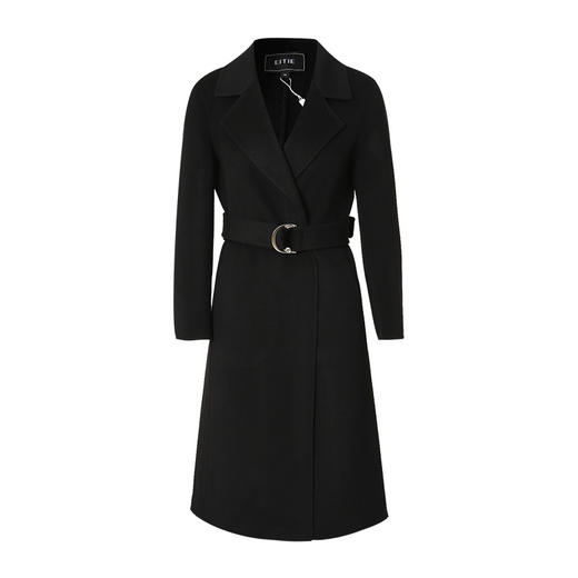 EITIE爱特爱正肩收腰黑色纯羊毛大衣呢外套大气通勤冬季新款D2214001 商品图4