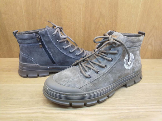 豪行冬款10462602工装靴马丁靴男雪地中帮短靴英伦风加绒保暖棉鞋 商品图3