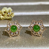 18K玫瑰金和田玉（碧玉）镶钻耳钉--六瓣花 /半珠直径5mm/苹果绿 商品缩略图3