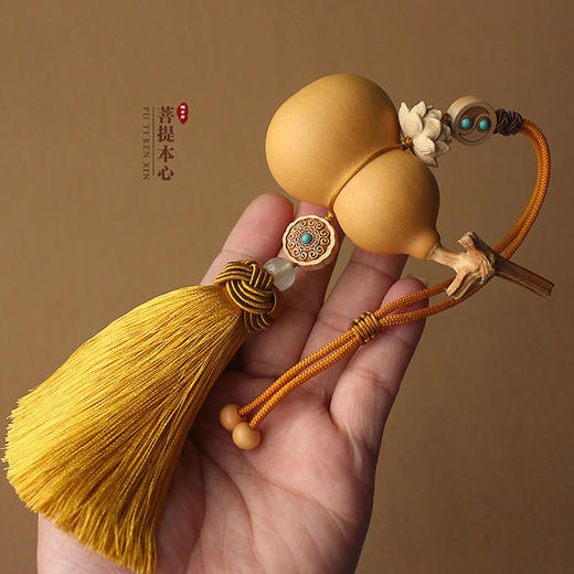 天然葫芦挂件门对门门口大门对客厅卧室玄关金色流苏莲花招财挂饰 商品图2