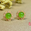 18K玫瑰金和田玉（碧玉）镶钻耳钉--锦欣 /半珠直径4.5mm/苹果绿 商品缩略图1