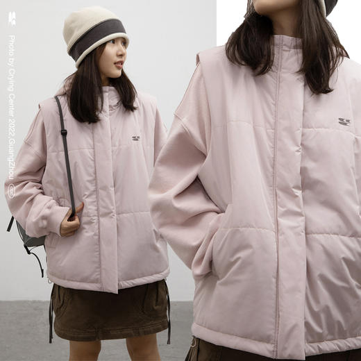 CryingCenter 哭喊泪粉色简约基础棉服马甲外套背心 哭喊中心 商品图1