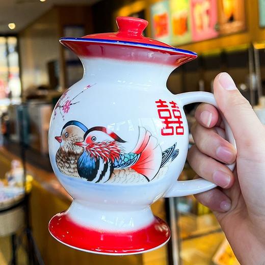 痰盂水杯怀旧老式马克杯带盖勺伴手礼品杯子陶瓷茶缸生日结婚礼物 商品图6