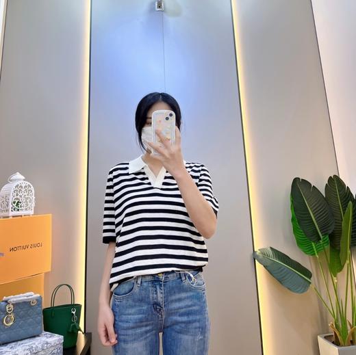 女反领条纹中袖毛衣22801 商品图2