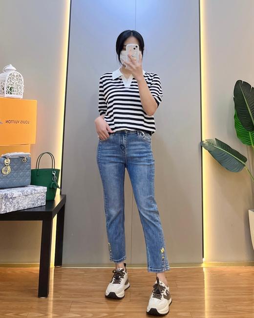 女反领条纹中袖毛衣22801 商品图4