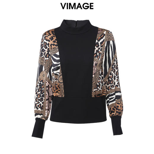 VIMAGE纬漫纪秋冬款时尚个性印花拼接女上衣小上衣V1213820 商品图0