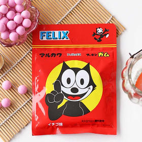 双11来啦|日本丸川菲利克斯猫版草莓味口香糖47g 基胶糖果 064432