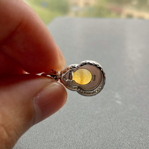 稀有厚庄高冰种黄翡葫芦18k白金钻石镶嵌 商品图9