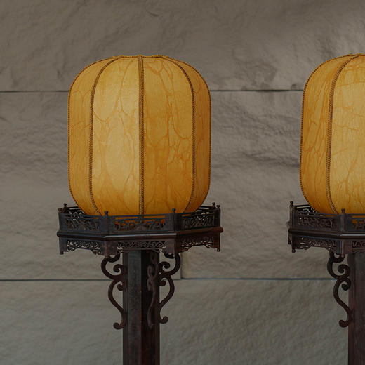 二十世纪 红木独柱八角灯台（一对） 商品图1