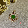 18K玫瑰金和田玉（碧玉）镶钻吊坠-五瓣花/半珠直径5mm/苹果绿 商品缩略图3