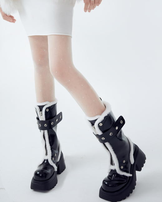 撞色翻领厚底雪地靴 商品图4