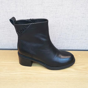 秋款板鞋新213X68688豪行复古女单靴真皮中跟短靴侧拉链牛皮女靴