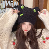 【韩版潮流针织帽 男女时尚饰品】韩版萌趣可爱青蛙保暖包头帽子女秋冬季新款护耳帽卡通百搭套头帽 商品缩略图2
