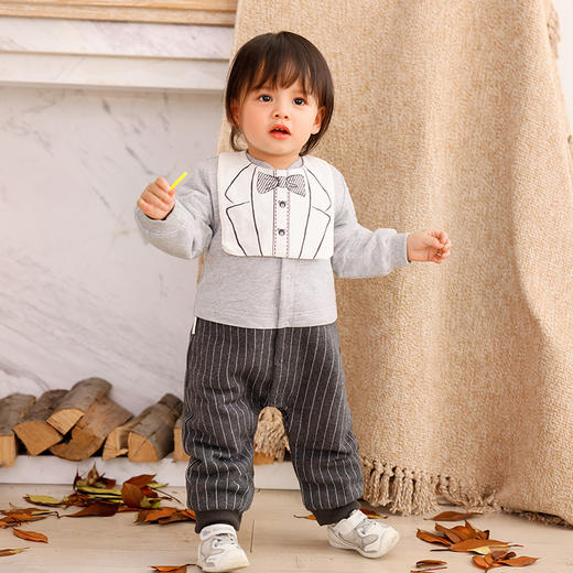 商场同款棉果果冬季男童小童夹棉保暖外穿领子可拆卸！小绅士夹棉对开连体衣M412722222722 商品图0