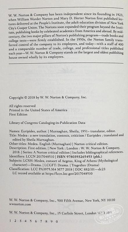 【中商原版】美狄亚 英文原版 Norton Critical Editions Medea Euripides 商品图4