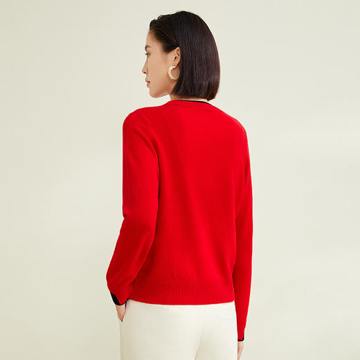 玳莎双圆领设计感套头针织衫女冬季新款优雅气质别致绣花毛衣 CD33312 商品图1