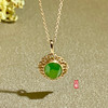 18K玫瑰金和田玉（碧玉）镶钻吊坠-锦荣/八面切割蛋面6*8mm/苹果绿 商品缩略图3