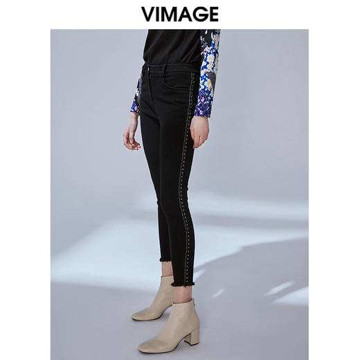 VIMAGE纬漫纪冬季新款通勤显瘦显高百搭高腰裤子V1405004 商品图2