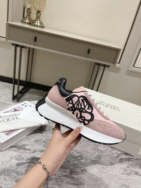 粉色布面拼牛反绒