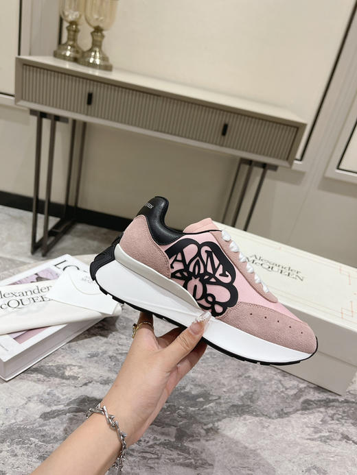 粉色布面拼牛反绒 商品图0