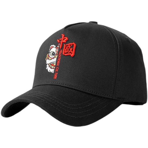 帽子冬男新款高顶鸭舌帽国风刺绣潮秋冬男士大头围硬顶棒球帽时尚 商品图4