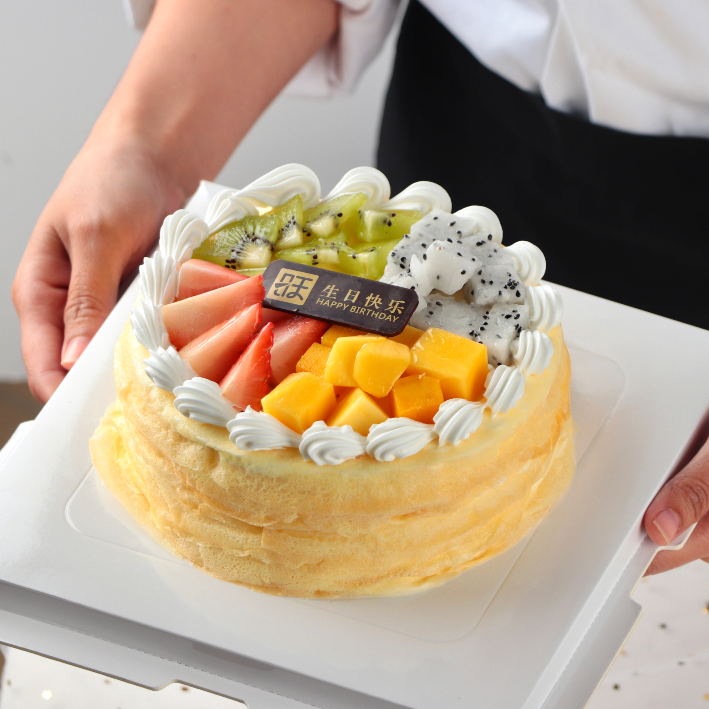 【1磅千层蛋糕】-有榴莲、芒果、栗子、巧克力可选，适合2-3个人吃