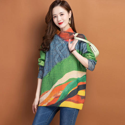 中领秋冬装小个子宽松大码毛衣，新款加厚针织打底衫洋气CC-22130 商品图2