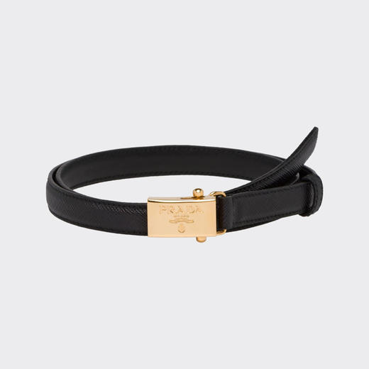 PRADA 普拉达 女士 Saffiano 十字纹皮革珐琅徽标饰牌搭扣腰带 黑色 1CC156 053 F0002 商品图0