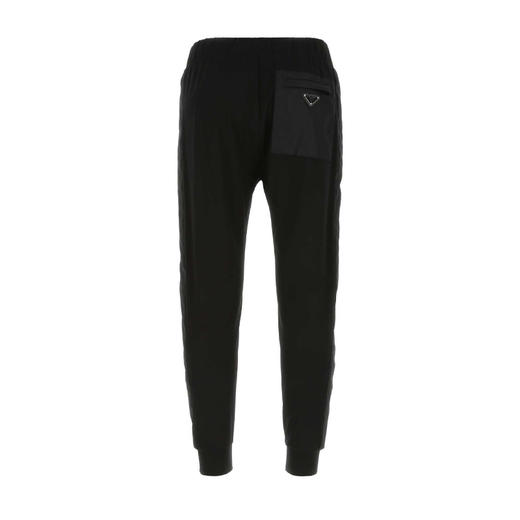 PRADA 普拉达 男士棉质珐琅金属三角形徽标休闲运动裤 黑色 UJP161 1YED F0002 商品图1