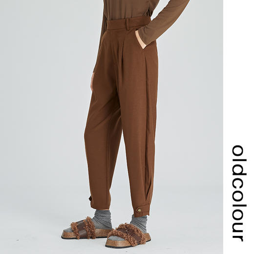 oldcolour2022冬季新款高腰直筒显瘦九分休闲裤复古垂感西装裤女 商品图3