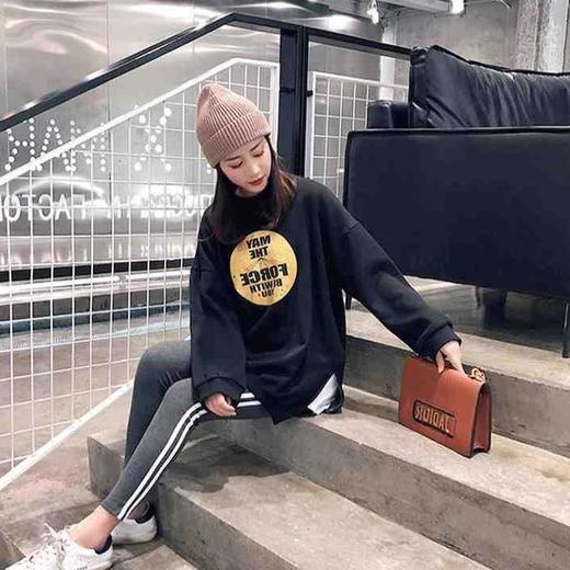 中长款卫衣女秋季新款韩版字母印花宽松圆领套头休闲上衣百搭潮流 商品图3