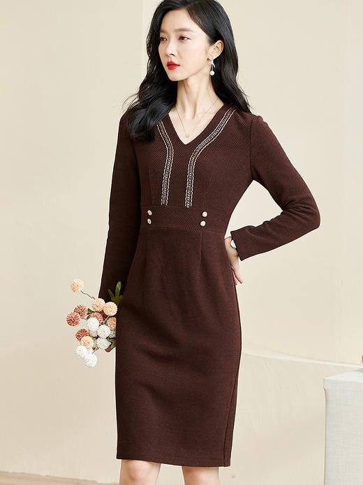 剩S 米思阳2026春季新款知性优雅休闲针织连衣裙修身显瘦中长裙子3547 商品图2