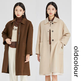 oldcolour2022冬季新款纯色气质高级感韩版长款羊毛双面呢大衣女